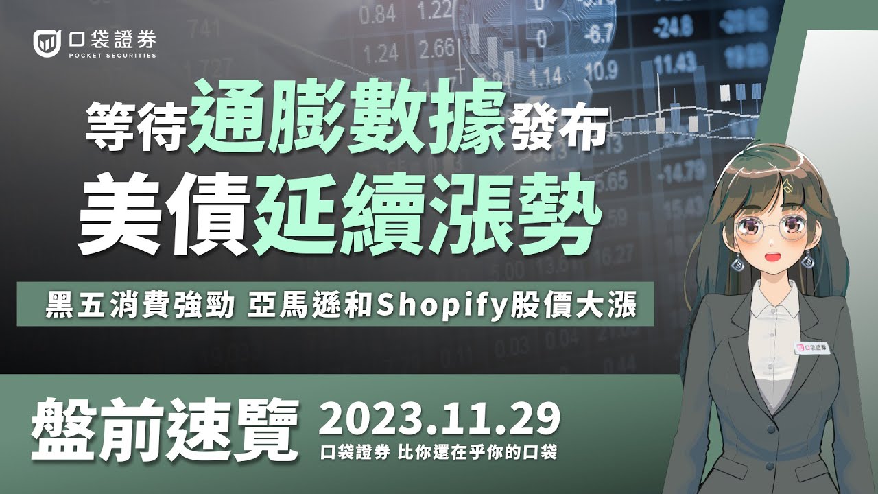 2023.11.29 星期三-等待通膨數據發布,美債延續漲勢,美國黑五消費強勁,亞馬遜和Shopify股價大漲!