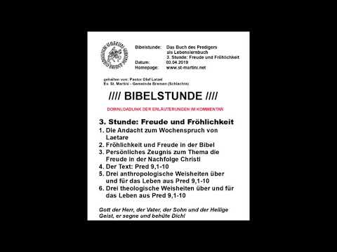 Das Buch des Predigers als Lebenslernbuch / 3. Stunde: Freude und Fröhlichkeit