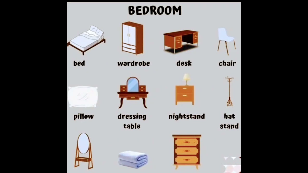 Bedroom Things Vocabulary #easy #viral