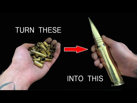 Casting A GIANT A-10 Thunderbolt Round From Scrap Bullet Casings - HUGE BRASS PAPERWEIGHT