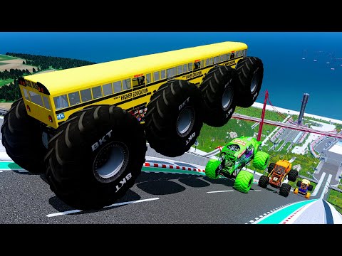 Epic High Speed monster trucks jumps stunts & crashes #104 | BeamNG Drive