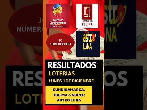 Resultados Loterías del Lunes: Cundinamarca + Tolima + Super Astro Luna | Hoy 1 de diciembre 2025
