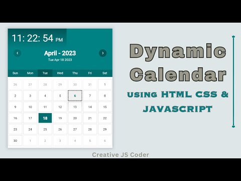 Build A Dynamic Calendar Using Html Css And Javascript Calendar In Javascript Javascript Project