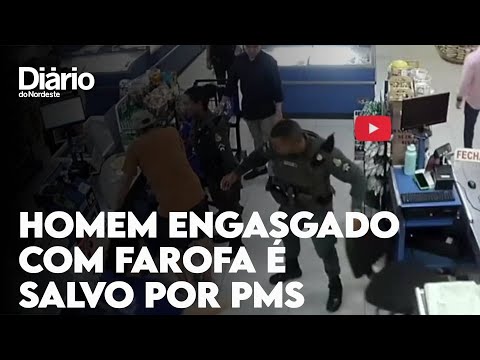 Homem se engasga em supermercado e é socorrido por policiais em Fortaleza