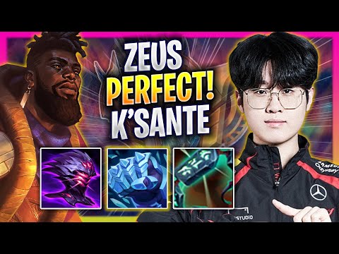 ZEUS PERFECT GAME WITH K'SANTE! - T1 Zeus Plays K'sante TOP vs Aurora! | Season 2024