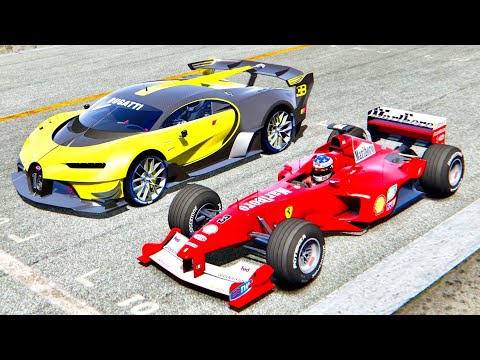 Ferrari F1 2000 vs Bugatti Vision GT engine F2004 - Old Spa