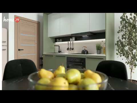 Küchenzeile ARCOO 210cm mit Passepartout Eiche Hell Dekor / Weiß