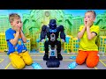 Vlad and Niki play with Bat-Tech BatBot kids toy and save the city