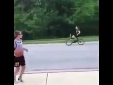 HEY LADIES KID THROWS BASKETBALL AT GIRL ON BIKE - HILARIOUS 2015 COMEDY VINE LMAO