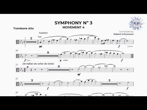 SYMPHONY Nº 3  🎼 for ALTO TROMBONE! Schumann (without metronome & different tempos 👇)