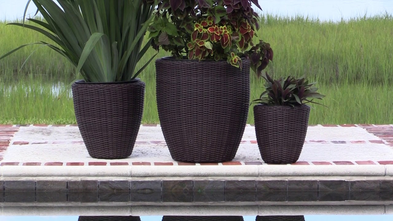 #62501, 62502, 62503 Rattan Wicker Planter Sets