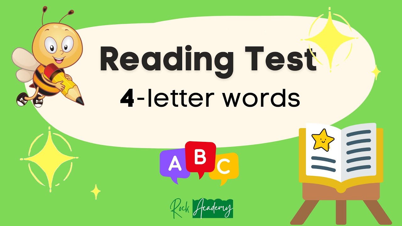 Children's Reading Test. 4-Letter Words. Easy. Early Learning English