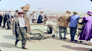 New Jersey 1919 in color, Atlantic City Boardwalk [60fps, Remastered] w/sound design added