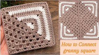 How to connect granny square,crochet joining square tutorial