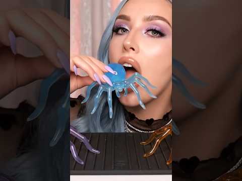 Would you eat these crunchy GLASS SPIDERS? 🕷️💎 Oddly Satisfying ASMR