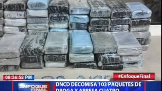 DNCD decomisa 103 paquetes de droga y apresa cuatro DNCD decomisa 103 paquetes de droga y apresa cuatro