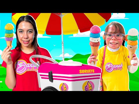 SARAH E ELOAH fingem brincar de VENDEDORA DE SORVETE ice cream funny story for kids