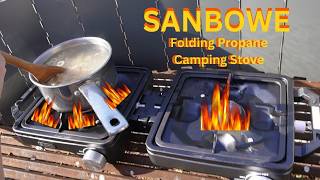 2-Burner Pro Propane Camping Stove 24000 BTU Foldable SANBOWE