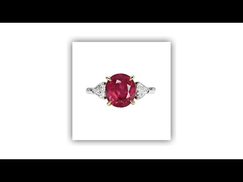 Three-Stone 4.54-Ct Ruby Engagement Ring in Platinum & 18K Gold | Merkaba Beverly Hills