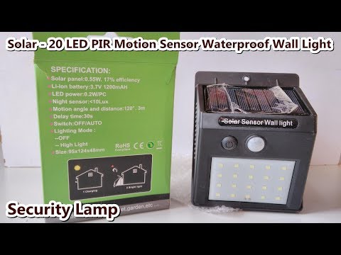 Solar led pir motion sensor unboxing and installation