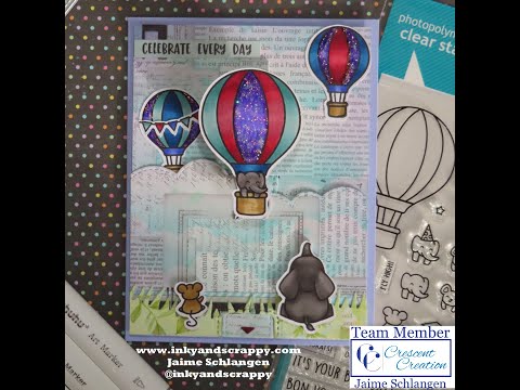 Lawn Fawn Fly High Stamps with Pull N Pop Pull Tab Card with Jaime from @InkyandScrappy