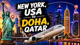 The World's Most Geopolitical Flight Qatar QR702 — New York Lights, the Alps & Doha Desert Sunset