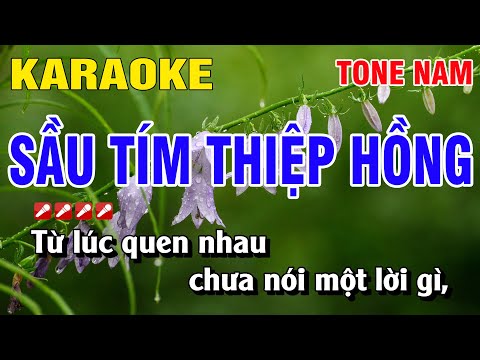 Karaoke Sầu Tím Thiệp Hồng Tone Nam Nhạc Sống | Nguyễn Linh