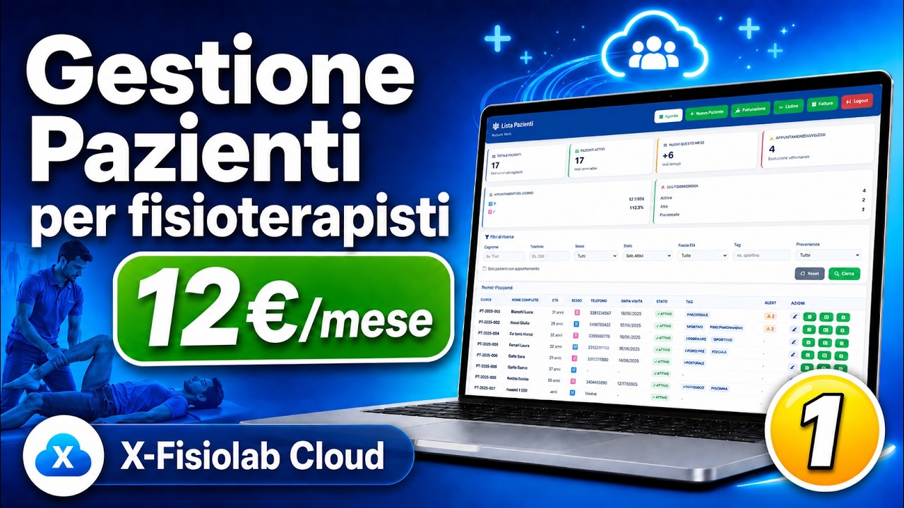 Gestione Pazienti per Fisioterapisti anagrafica filtri e cartelle cliniche X-Fisiolab Cloud