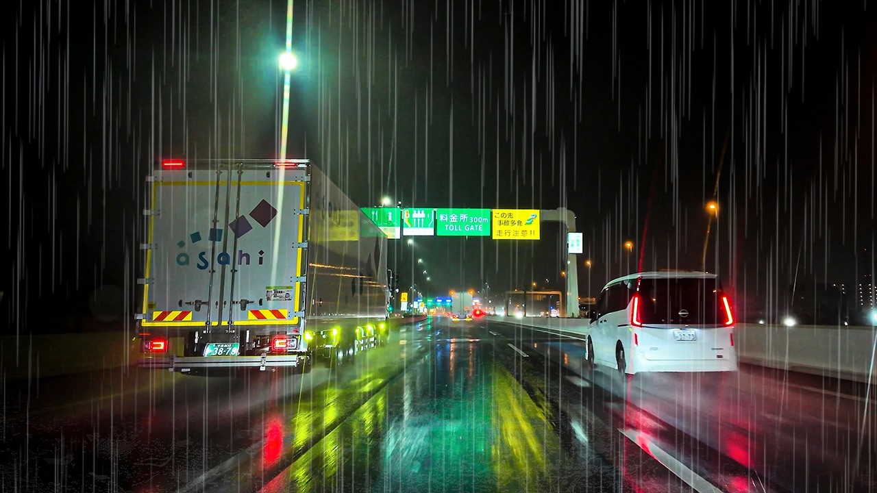 ☔️Heavy Rain Midnight Highway Drive💤 Drift into Deep Sleep😴 (Real Footage, Not AI)