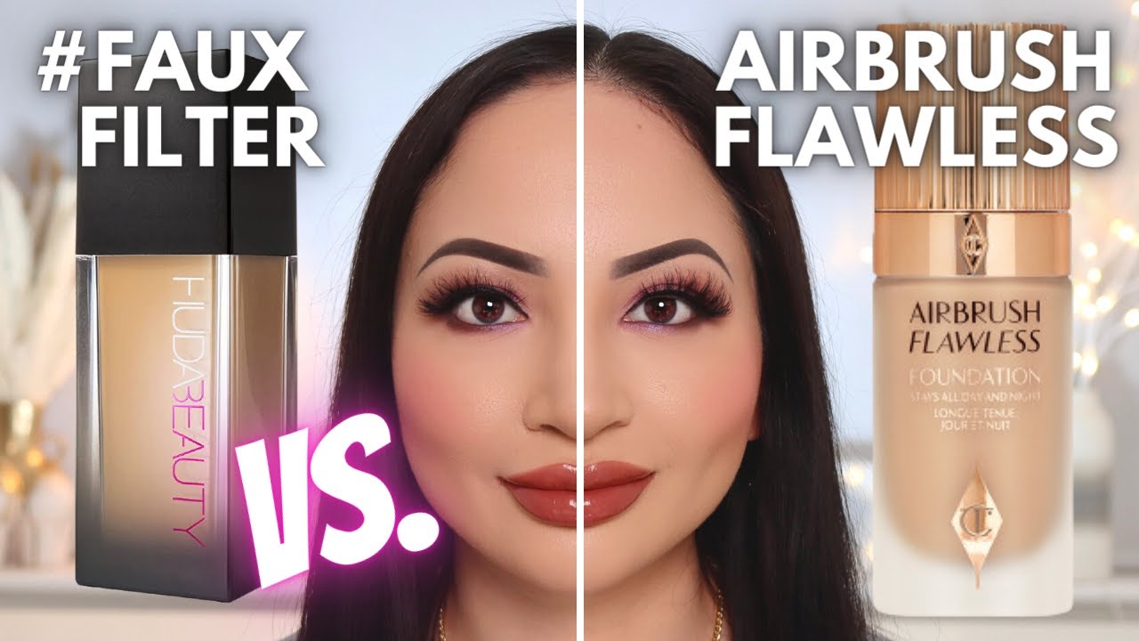 HUDA BEAUTY #FAUXFILTER LUMINOUS MATTE FOUNDATION VS. CHARLOTTE TILBURY AIRBRUSH FLAWLESS FOUNDATION
