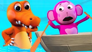 Row Row Your Boat 3D Rhymes | Crazy Crocodile | Kids Songs by All Babies Channel