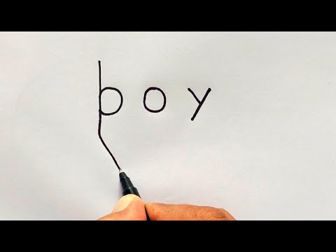 How to draw boy turn word into boy | Easy Boy drawing step by step