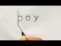 How to draw boy turn word into boy | Easy Boy drawing step by step