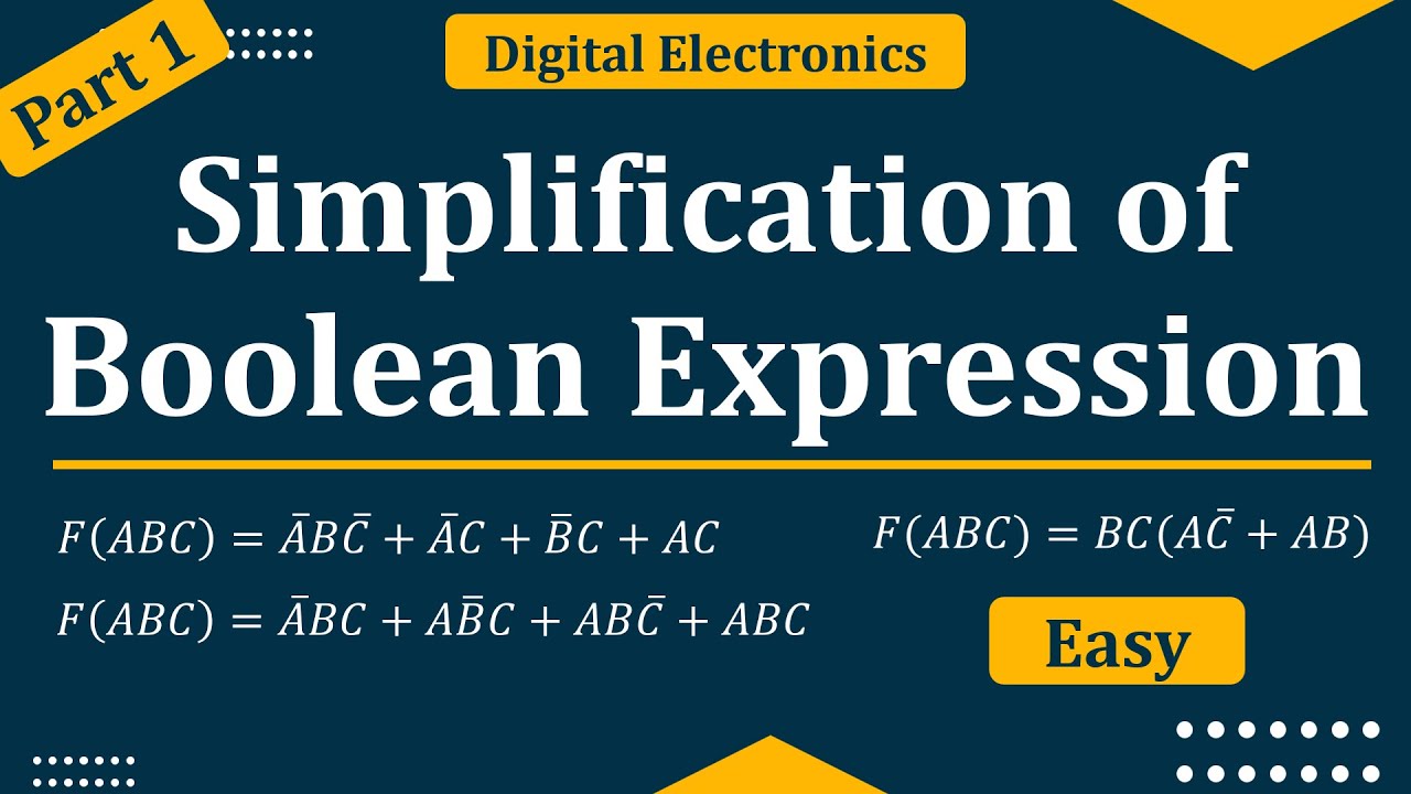 Simplification of Boolean expression | Boolean algebra simplification examples | Mruduraj