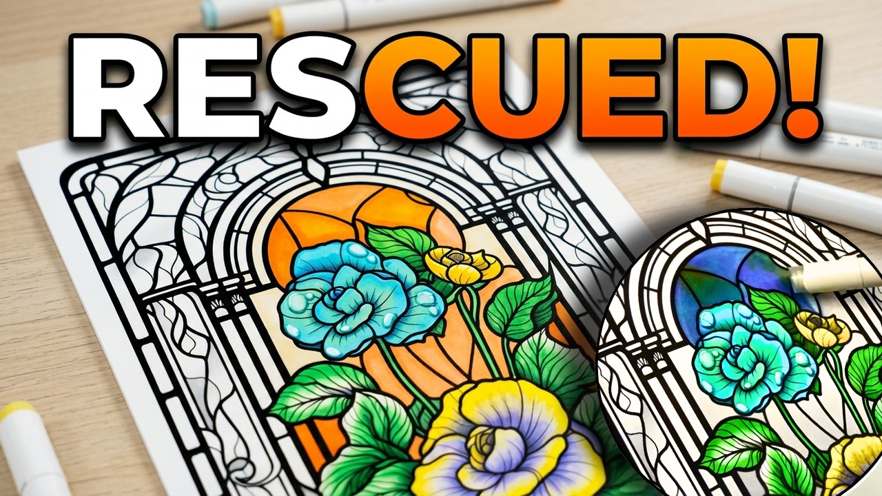Watch me rescue this ruined coloring page | marker mistake recovery