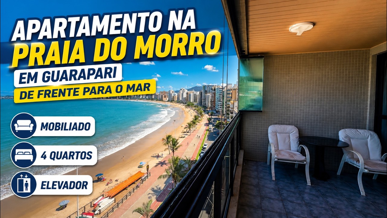 Frente para o mar mobiliado, 4 quartos e elevador