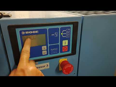 Boge Ratio reset service hours and adjust pressure settings.
