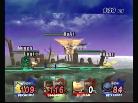 NinjaLink (Pikachu) &Korn (Metaknight) vs Candy (Snake) & P~S (Olimar) 1