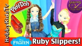 PLAY DOH Ruby Slippers! Elsa FROZEN, Dorothy Barbie Doll, Legends of Oz by HobbyKidsTV™