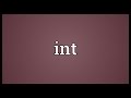 Int Meaning