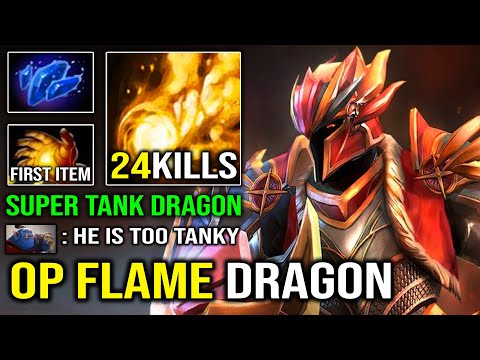 EPIC 1st Item Midas Solo Mid Dragon Knight OP Fireball Flame DPS Super Tank Carry EZ GG Dota 2