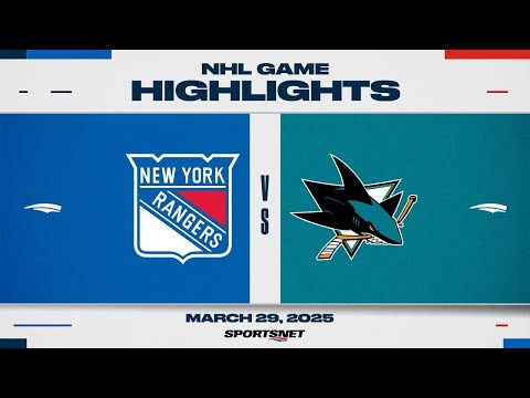 NHL Highlights | Rangers vs. Sharks - March 29, 2025
