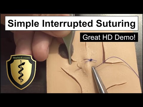 SUTURE Tutorial: Simple Interrupted Suture - Step-by-step instruction in HD!