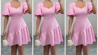 Cut & Sew This Elegant Gathered Dress with Puff Sleeves | Easy DIY Sewing Tutorial
