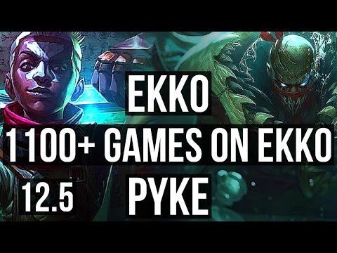EKKO vs PYKE (MID) | 1100+ games, Legendary, 13/2/3, 1.0M mastery | NA Master | 12.5