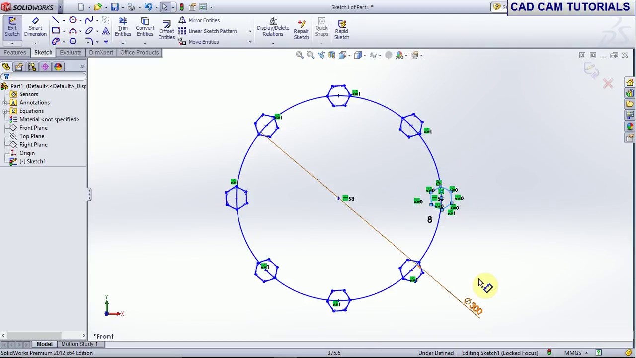 SOLIDWORKS TUTORIAL FOR BEGINNERS   21 CIRCULAR SKETCH PATTERN#