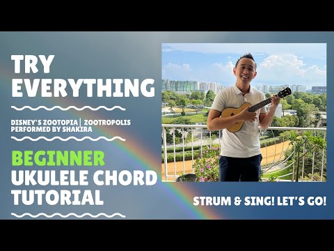 Ukulele Chord Tutorial - How to play Zootopia’s Try Everything -3 Chord Lesson