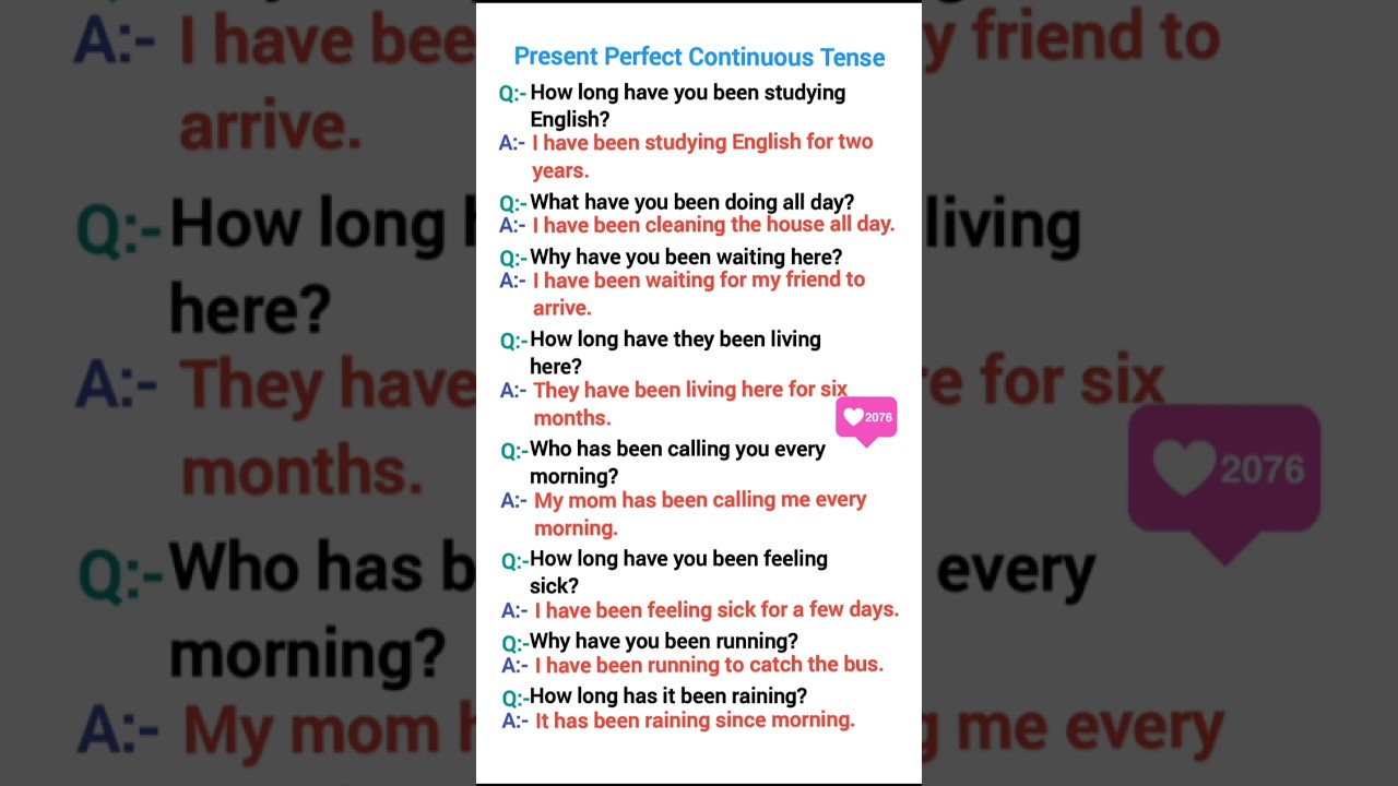 Present Perfect Continuous Tense #learnenglish