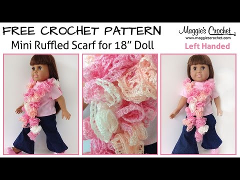 Mini Ruffled Scarf for an 18" Doll Free Crochet Pattern - Left Handed
