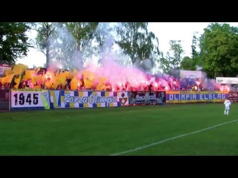 Doping kibiców na meczu Olimpia Elbląg vs ŁKS Łomża
